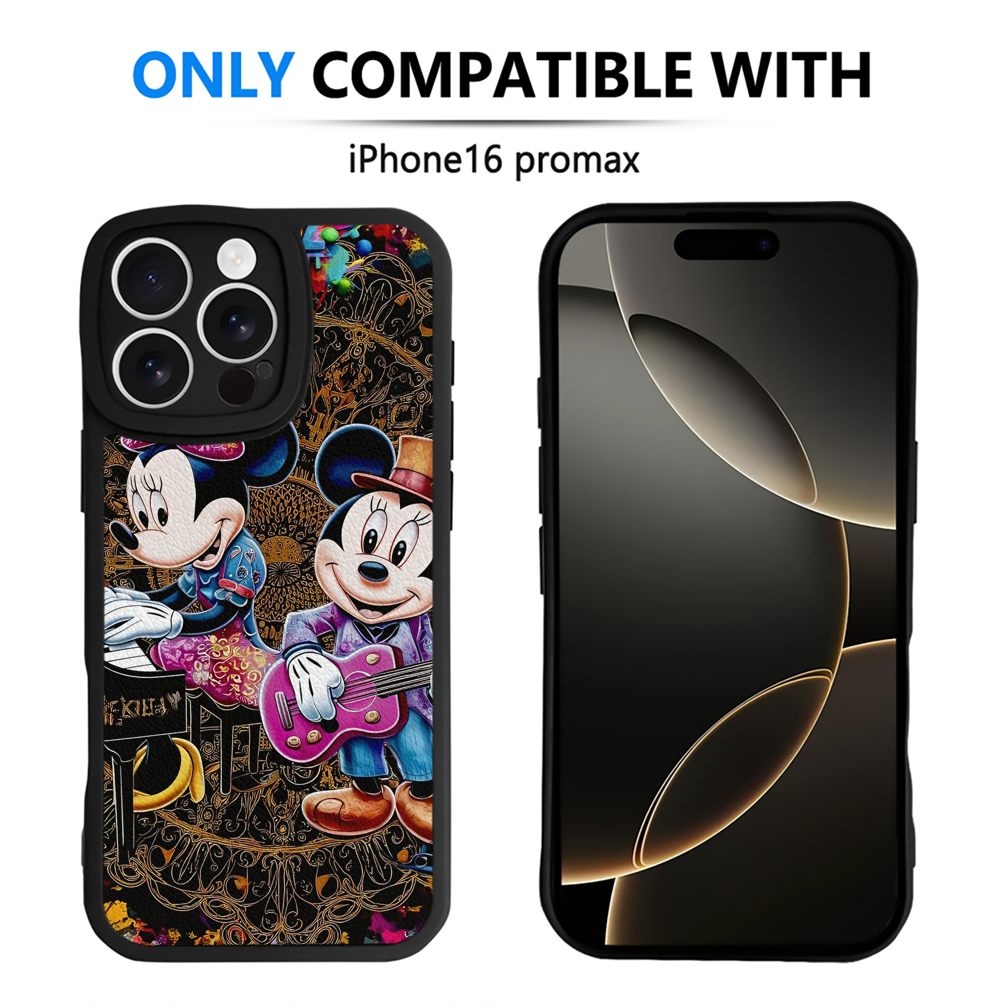 （画像用） ミッキーマウス Mickey Mouse 【iPhone 16シリーズ対応】シリコンスマホケース（レザー調） 材質：シリコン